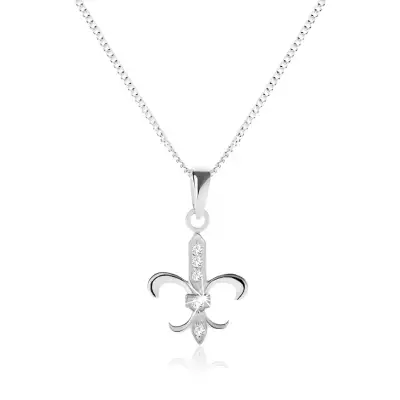Nyakék 925 ezüstből, királyi liliommal, átlátszó cirkóniákkal, enyhe lánccal 