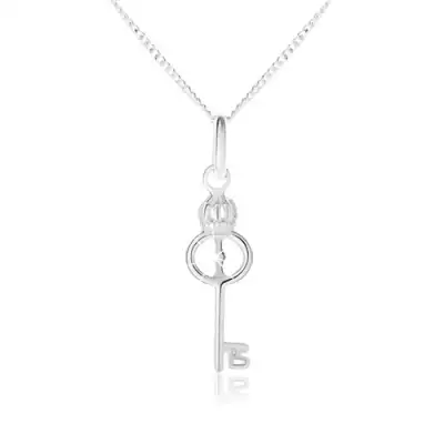 925 ezüst nyakék, kulcs medál, hosszabbítható lánc