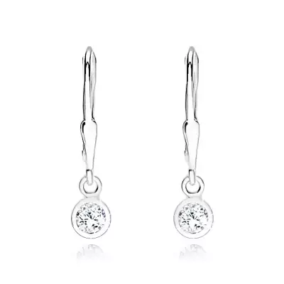 925 ezüst fülbevaló, csiszolt kerek foglalatba helyezett cirkónia, 4 mm