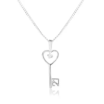 Állítható nyakék - 925 ezüst, sima fényes kulcs és enyhe lánc