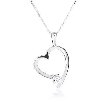 Nyakék 925 ezüstből, aszimmetrikus szívkörvonal, kerek átlátszó cirkónia 