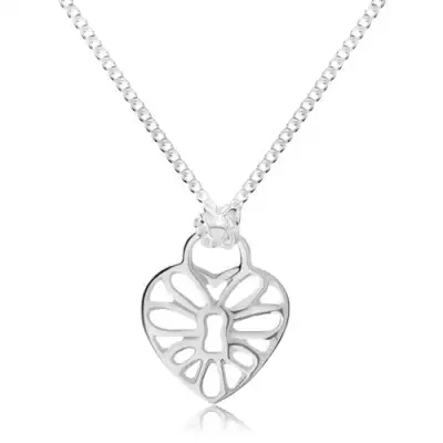 Nyakék 925 ezüstből, szívecskés lakat dísz kivágásokkal