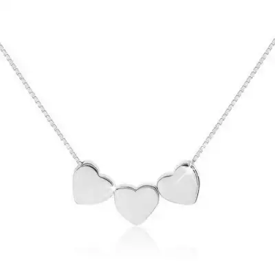 925 ezüst nyakék, három, kicsi, fényes szívecske
