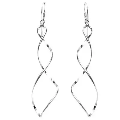 925 ezüst fülbevaló - kettős fényes spirál, afrikai horog