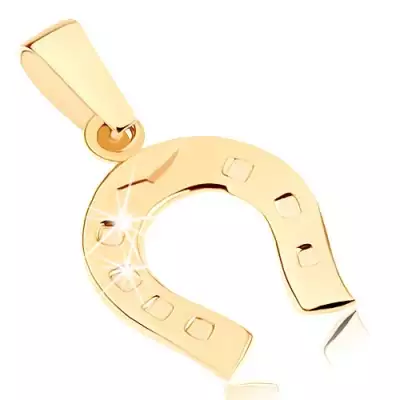 375 arany medál - csillogó szerencsét hozó patkó, gravírozott pontok