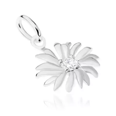 925 ezüst medál, virág, kis cirkónia a felület közepén