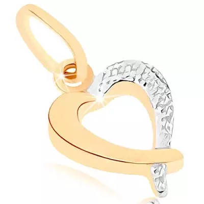 375 arany medál - csillogó szív kontúr, kétszínű kivitelezés