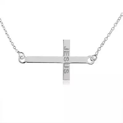 Nyakék 925 ezüstből, fényes latin kereszt, 