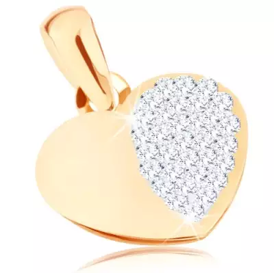 375 arany medál - fényes szimmetrikus szív, csillogó fél