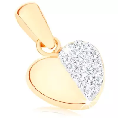 375 arany fülbevaló - egyenletes szívecske, sima és csillogó fél