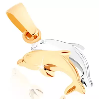 375 arany medál - kétszínű ugró delfinek, sima kidomborodó felület