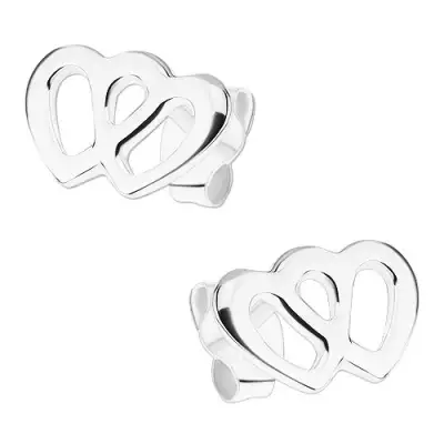 Fülbevaló 925 ezüstből, két összekapcsolt szív körvonal, stekkerek