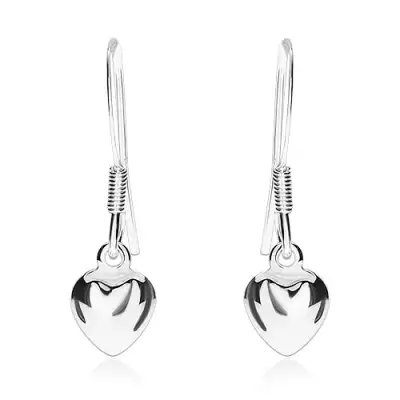 925 ezüst fülbevaló, kicsi kidomborodó szív magas fénnyel