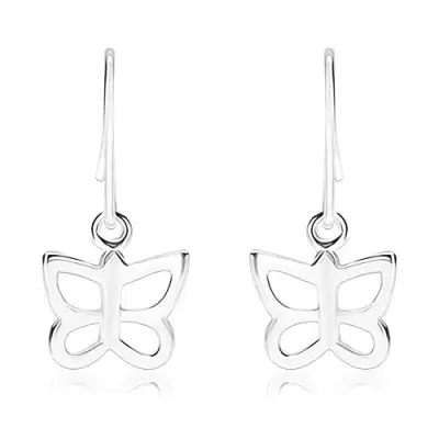 Fülbevaló 925 ezüstből, fényes kicsi pillangó körvonal, afrikai horog