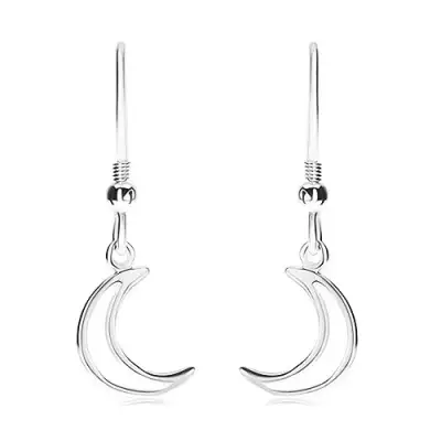 925 ezüst fülbevaló, félhold kontúr, sima fényes felület