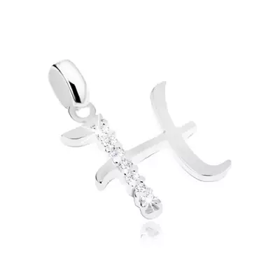 925 ezüst függő, H betű, átlátszó cirkónia sávval díszítve