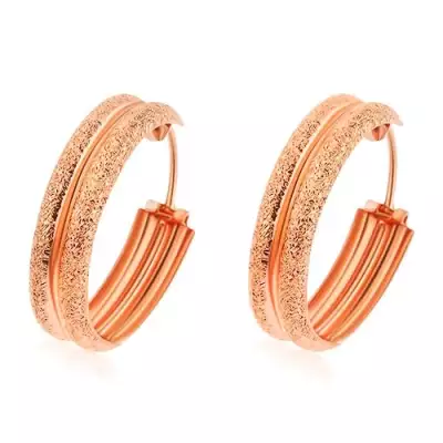 925 ezüst fülbevaló, kör réz színben, homokszemcsés, domobrú oldallal