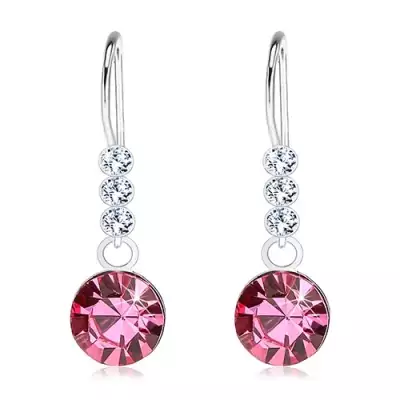925 ezüst fülbevaló, Swarovski kristály átlátszó és rózsaszínben