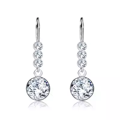 925 ezüst fülbevaló, kerek átlátszó Swarovski kristály 