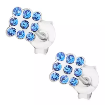 925 ezüst fülbevaló, négyzet kék Swarovski kristályokkal