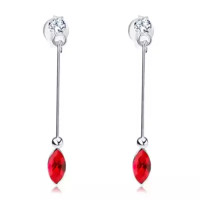 925 ezüst fülbevaló, átlátszó és piros Swarovski kristály