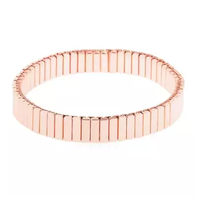 Acél rugalmas karkötő réz színben, vékony téglalap alakú elemek