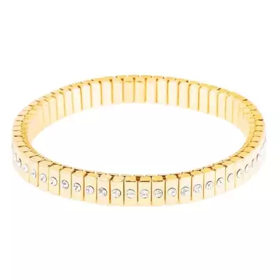 Széthúzható sebészeti acél karkötő arany színben, vékony elemek cirkóniával