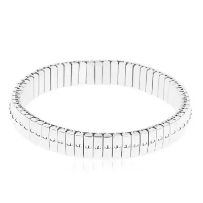 Széthúzható sebészeti acél karkötő ezüst színben, vékony elemek pöttyökkel