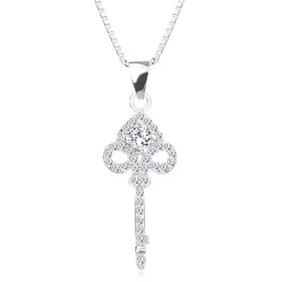 925 ezüst nyakék, nyaklánc és medál - kulcs, cirkóniák