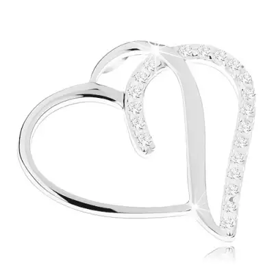 Medál 925 ezüstből - szívkörvonal kettős féllel, cirkóniák