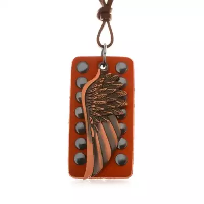 Bőr nyakék - angyalszárny réz színben, szegecselt bőrsáv