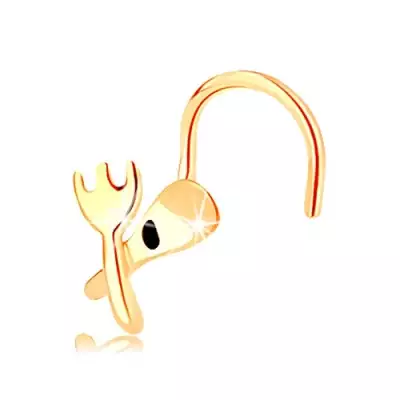 Ívelt orrpiercing 14K sárga aranyból - villa és kanál