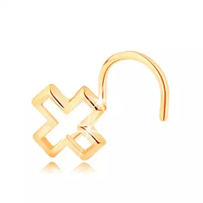 14K sárga arany orrpiercing - X betű körvonal, ívelt
