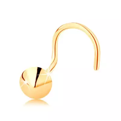 14K sárga arany orrpiercing, ívelt - fényes kúp