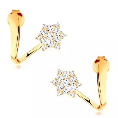 14K sárga arany fülbevaló - hullámos szalagon található fényes csillag