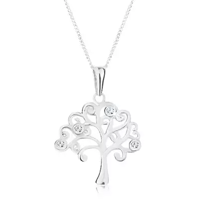 925 ezüst nyakék, nyaklánc és medál - életfa cirkóniákkal díszítve