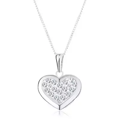 925 ezüst nyakék, medál nyakláncon, szabályos szív cirkóniákkal díszítve