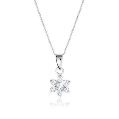 925 ezüst nyaklánc, átlátszó cirkóniás virág, finom lánc