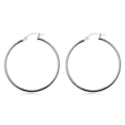 Fülbevaló 925 ezüstből - fényes sima karika, magas fényesség, 40 mm