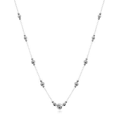 925 ezüst nyaklánc, nagyobb golyók bemetszésekkel és kisebb sima golyók
