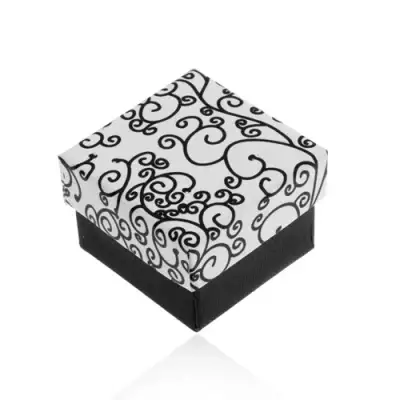 Fekete-fehér doboz fülbevalóra, medálra vagy gyűrűre, spirális minta