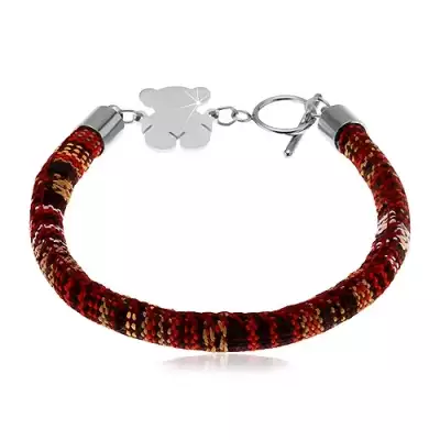 Karkötő különböző színű cérnából varrva, acél maci ezüst színben