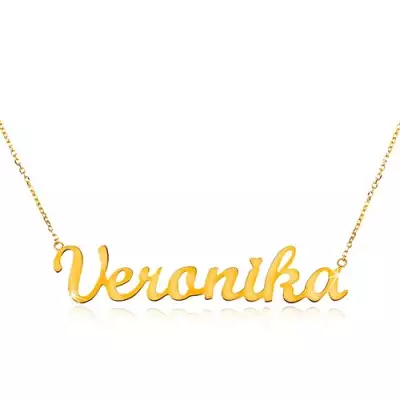 Nyaklánc sárga 14K aranyból - vékony lánc, fényes medál Veronika