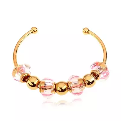 Karkötő sebészeti acélból arany színben, üveg és acél gyöngyök