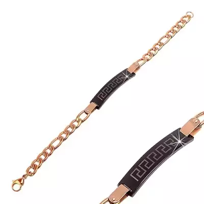 Karkötő 316L acélból, nagy fényes szemek réz színben, fekete tábla