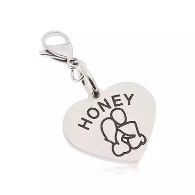 Acél kulcstartó, szív HONEY felirattal, szerelmes pár