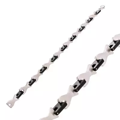 316L acél karkötő, fényes és matt szemek fekete és ezüst színben