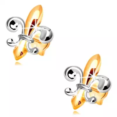 Fülbevaló 14K aranyból - kétszínű Fleur de Lis szimbólum