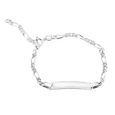 925 ezüst karkötő fényes táblával, Figaro minta