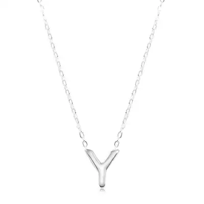 925 ezüst nyaklánc, fényes lánc, nagy nyomtatott Y betű